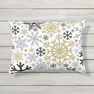 Cojín De Exterior Feliz Navidad: Patrón de copos de nieve en invier