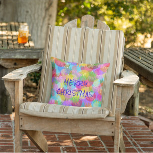 COJÍN DE EXTERIOR FELIZ NAVIDAD PERSONALIZADA CON DECO DE COLORES