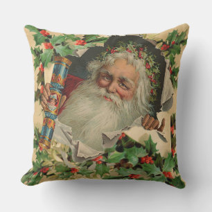 Cojín De Exterior Feliz Navidad Santa Claus Clásico antiguo