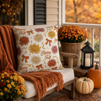 Cojín De Exterior Feliz Otoño Crisantemo Floral de Otoño Mums