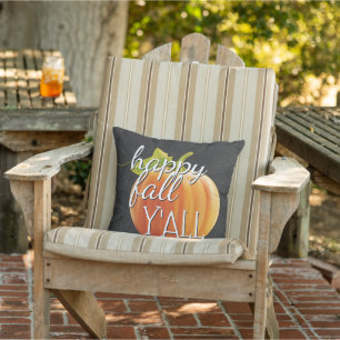 Cojín De Exterior Feliz Otoño Todos Calabaza en Pizarra