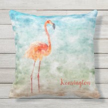 Flamingo rosa acuarela | Playa Tropical