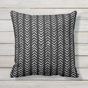 Cojín De Exterior Flechas dibujadas a mano Boho negro blanco