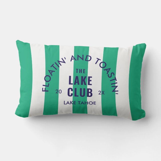 Cojín De Exterior Floatin' Y Toastin' The Lake Club Green Stripe (Reverso )