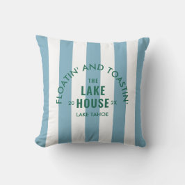 Cojín De Exterior Floatin' Y Toastin' The Lake House Blue Stripe