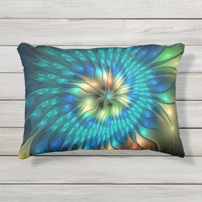 Cojín De Exterior Flor de fantasía luminosa, fragancia abstracta col (Anverso)