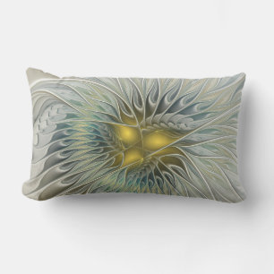 Cojín De Exterior Flor dorada Fantasía arte fractal abstracto