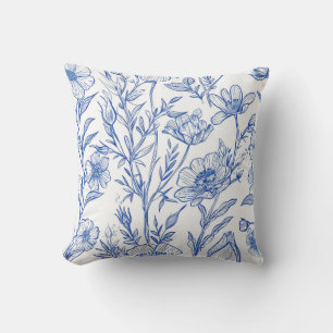 Cojín De Exterior Floral azul
