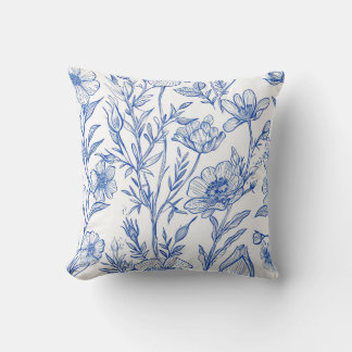 Cojín De Exterior Floral azul