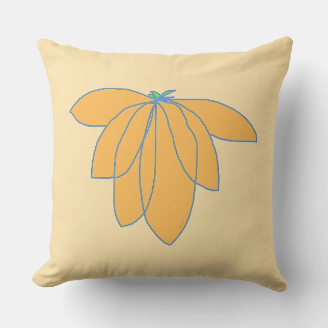 Cojín De Exterior Floral Dorado sobre Beige (Anverso)