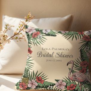 Cojín De Exterior Floral Flamingo Tropical Amarillo Ducha Nupcial