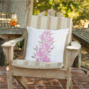 Cojín De Exterior Floral Rosa Cálido Rústico Madera Acuarela