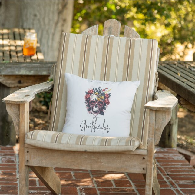 Cojín De Exterior Floral Skull Family Name Halloween Decour (Silla)