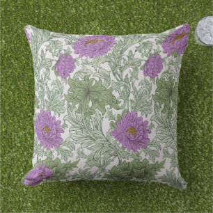 Cojín De Exterior Floral Vintage Verde Musgo Púrpura de William Morr