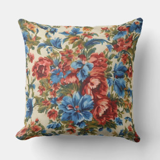 Cojín De Exterior Flores azules y rojas exuberantes italianas con ho