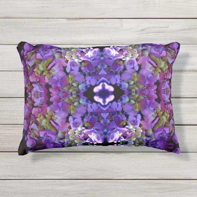 Cojín De Exterior Flores de Hydrangeas azul morado (Anverso)