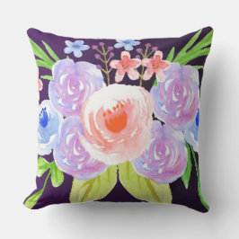 Cojín De Exterior Flores florales púrpuras del bonito de Acuarela