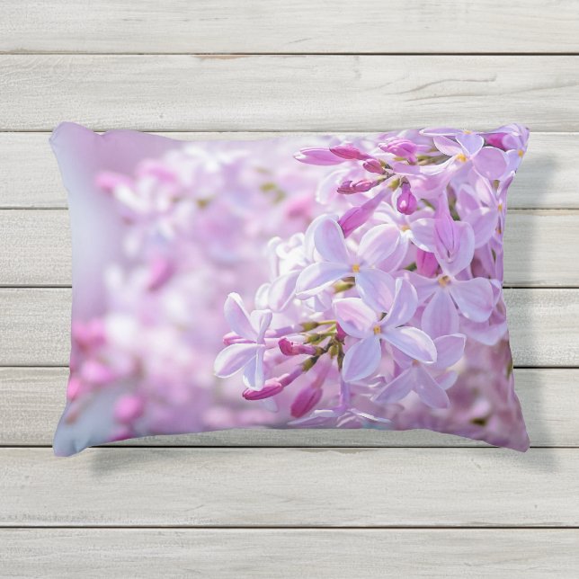 Cojín De Exterior Flores lilacas rosas (Anverso)