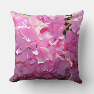 Cojín De Exterior flores románticas de color rosa elegante hortensia