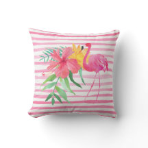 Flores tropicales rosadas Flamingo Pillow al aire