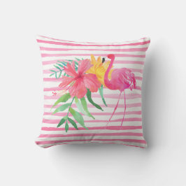 Cojín De Exterior Flores tropicales rosadas Flamingo Pillow al aire 