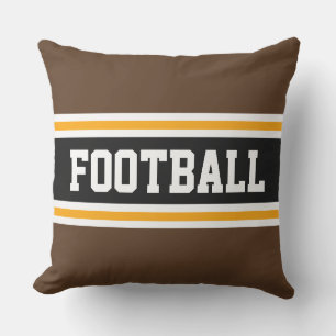 Cojín De Exterior FOOTBALL Fun Athletic Brown Yellow Black Strips