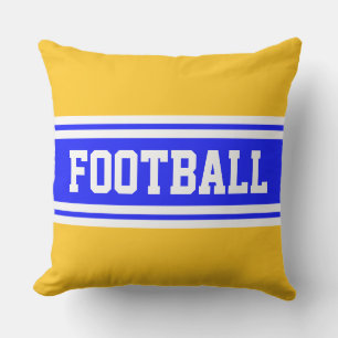 Cojín De Exterior FOOTBALL Royal Blue Yellow Naranja White Strips