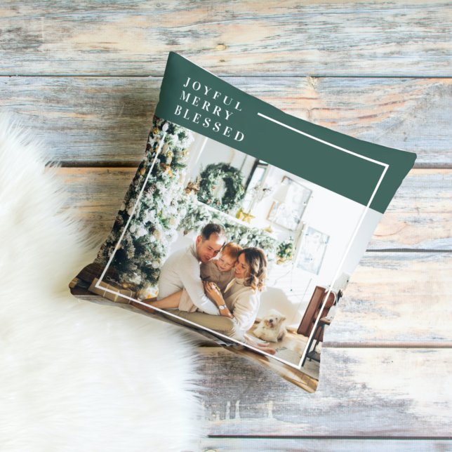 Cojín De Exterior Foto familiar moderna | Joyful Merry Blessed | Ver (Subido por el creador)