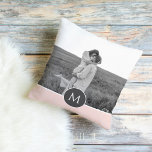 Cojín De Exterior Foto y nombre personalizado minimalista de color r<br><div class="desc">Foto y nombre personalizado minimalista de color rosa pastel</div>