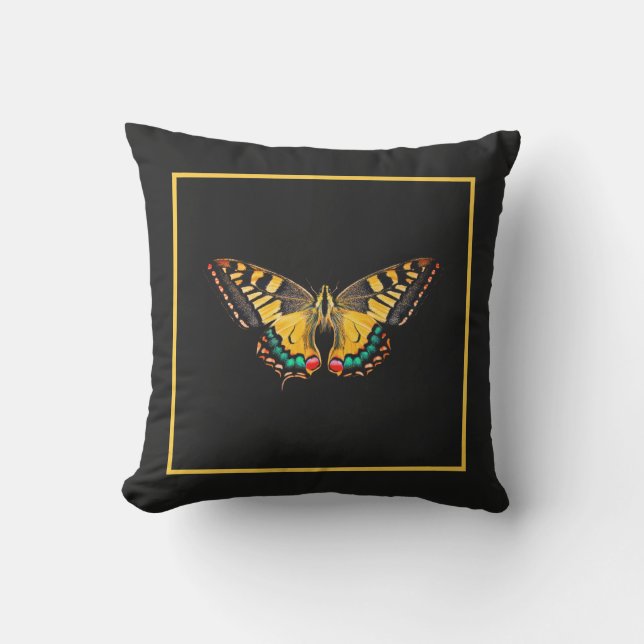 Cojín De Exterior Fotografía moderna suave mariposa amarilla negra (Anverso)