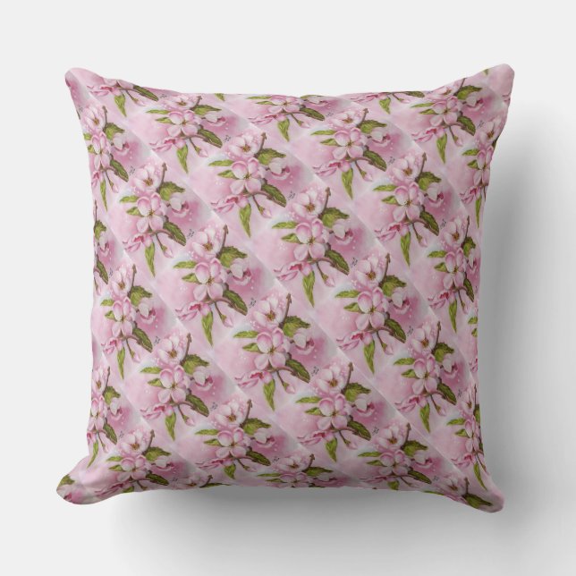 COJÍN DE EXTERIOR FRAGRANT PINK APPLE BLOSSOMS PATIO PILLOW (Anverso)
