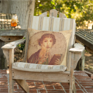 Cojín De Exterior Fresco de Sappho en Pompeya