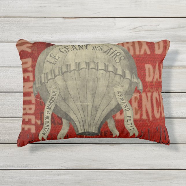 Cojín De Exterior Fuentes gráficas de Steampunk Hot Air Ballon Ride (Anverso)
