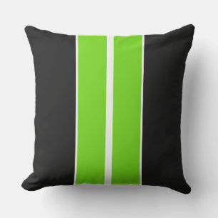 Cojín De Exterior Fun Bright Lime Green Black Carreras Strips