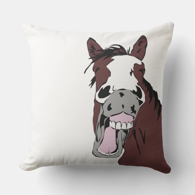 Cojín De Exterior Fun Horse Laughing Personalizado Farm Animal (Anverso)