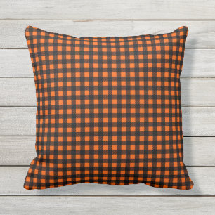 Cojín De Exterior Funda de búfalo negro y naranja