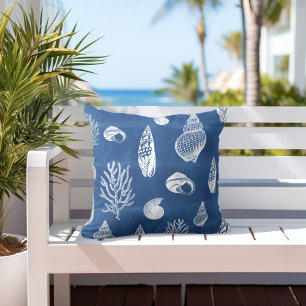 Cojín De Exterior Fundas de coral Blue White Pavimento exterior