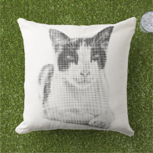Cojín De Exterior Gato Calico Minimal Tramado