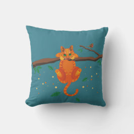 Cojín De Exterior Gato naranja jugando en el árbol / en la cama con