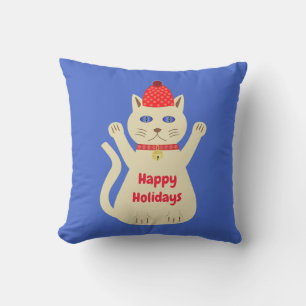 Cojín De Exterior Gato Navideño Lindo con Patrón Personalizado