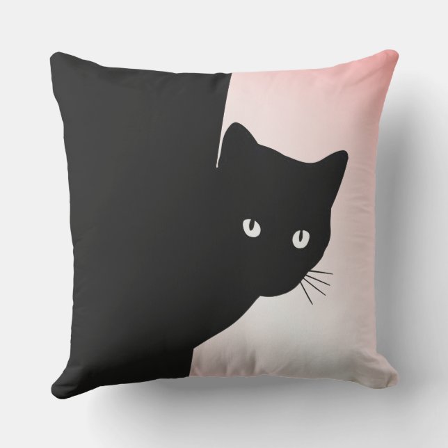 Cojín De Exterior Gato negro astuto rosa (Reverso )