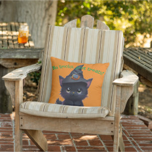 Cojín De Exterior Gato negro de Halloween divertido y lindo