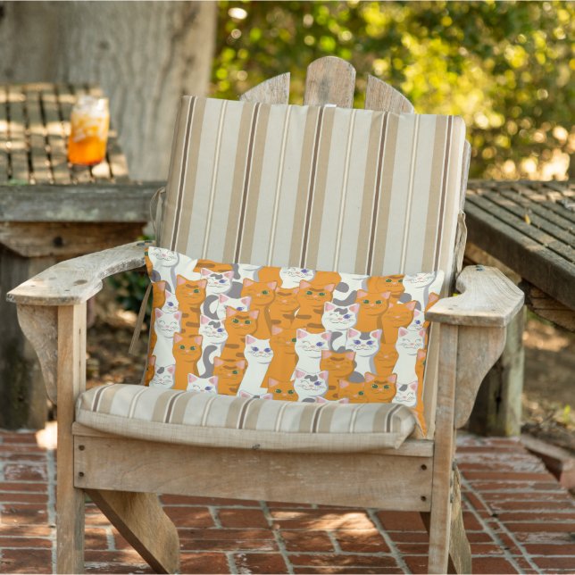 Cojín De Exterior Gatos blancos y jengibre patrón ojos verdes ojos a (Silla)