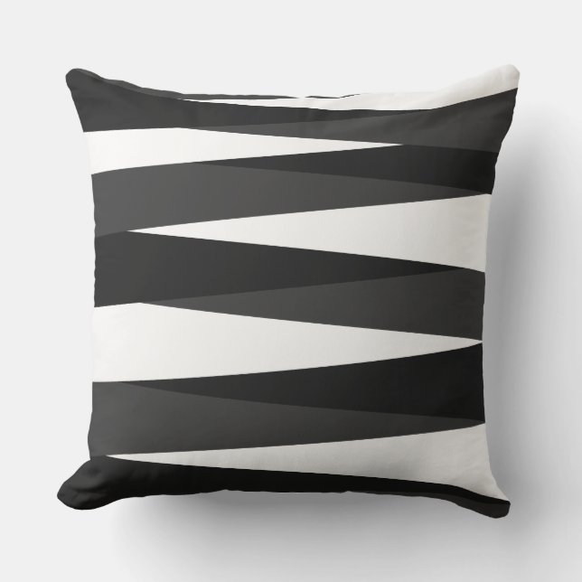 Cojín De Exterior Geométrico negro, blanco y gris (Anverso)