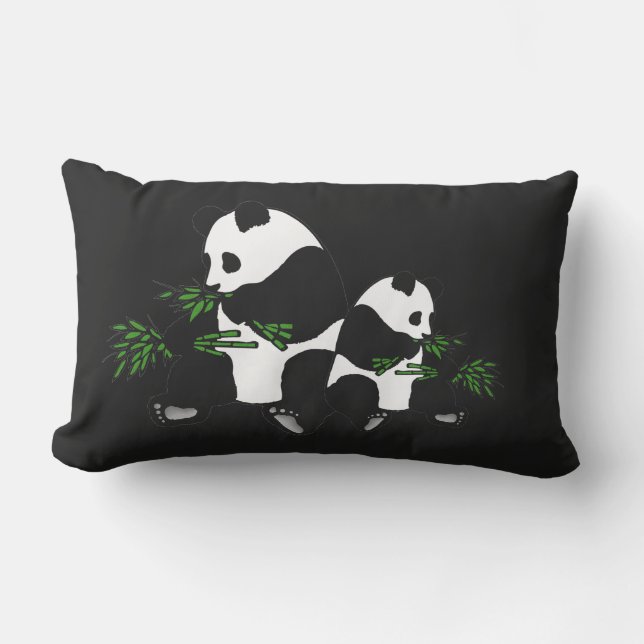 Cojín De Exterior Giant Panda come Bamboo negro (Anverso)