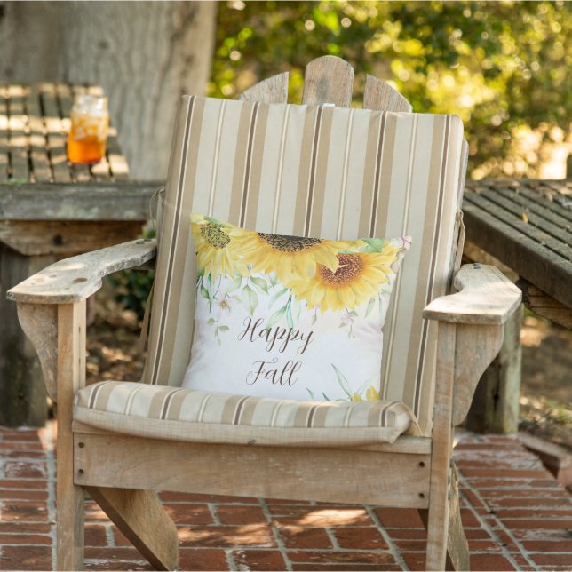 Cojín De Exterior Girasoles de otoño con texto personalizable (Silla)