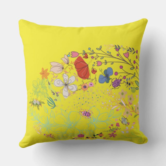 Cojín De Exterior Girly Spring Floral Yellow  (Reverso )