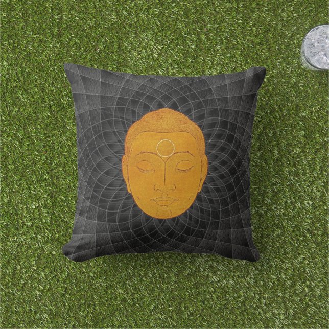 Cojín De Exterior Golden Buddha Zen Mandala Pillow (Césped)