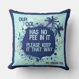 Cojín De Exterior Gracioso Área de piscina nombre personalizado lanz