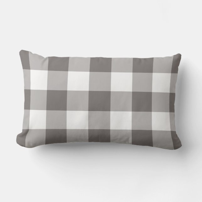 Cojín De Exterior Gray Gingham Pattern Checkered (Anverso)